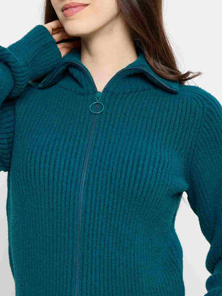 Madame Zip Up Teal Sweater