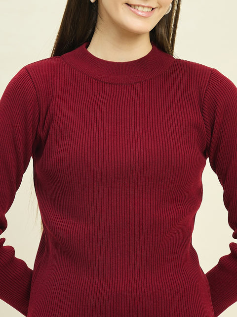 Madame Solid Maroon Mock Neck Skeeve