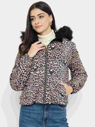 Madame Disney Printed Hooded Zip Up Black Jacket