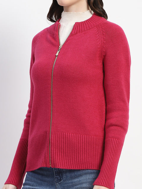 Madame Knit Fuschia Mock Neck Sweater