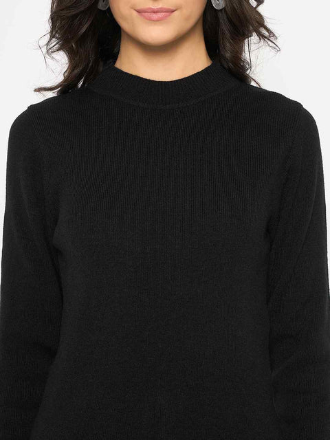 Madame Mock Neck Solid Acrylic Black Skeeve