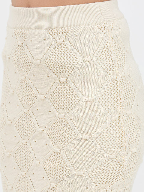 Madame Beige Cotton Knit Skirt Co-ord Set