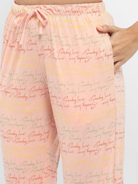 mSECRET Typography Peach Nightsuit