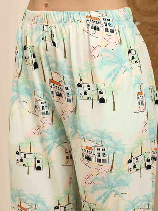mSECRET All Over Print Top and Bottom Mint Green Night Suit