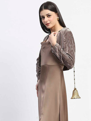 Madame Cowl Neck Golden Satin Maxi Dress