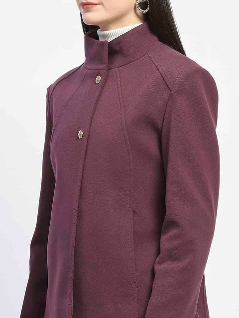 Madame Textured High Neck Mauve Short Coat