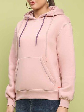 Madame Fleece Double Drawstring Hooded Dusty Pink Sweatshirt