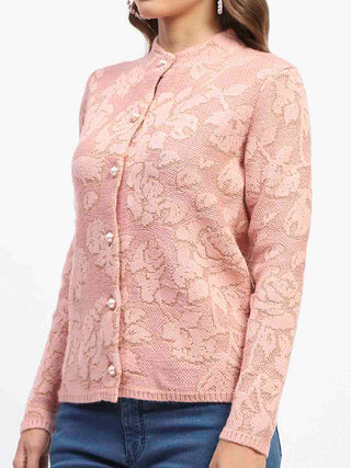 Madame Peach Printed Buttoned Cardigan