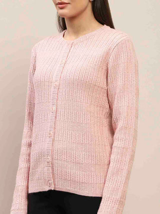 Madame Cable Knit Buttoned Peach Cardigan