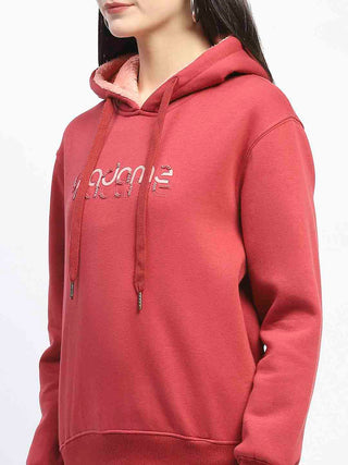 Madame Print And Handwork Red Hooded Sweatshirt