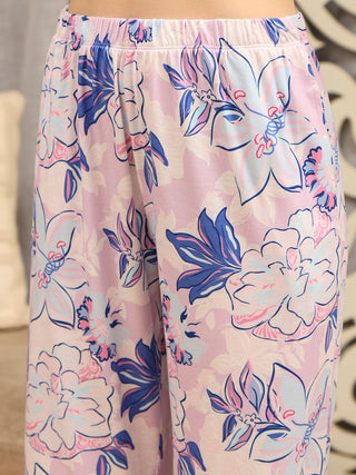 mSECRET Graphic Print Top and Bottom Purple Nightsuit