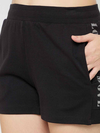 mSECRET Elasticated Hem Black Cotton Blend Shorts
