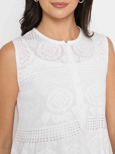 Madame Viscose Blend Top and Wide Leg Bottoms White Knitted Co-ord Set