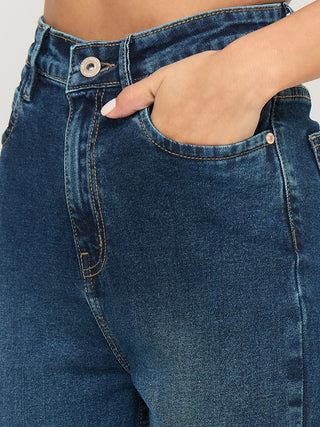 Madame Stone Wash Dark Blue Cotton Blend Jeans