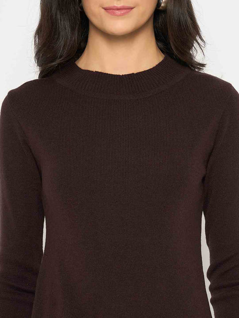 Madame Mock Neck Solid Brown Skeeve