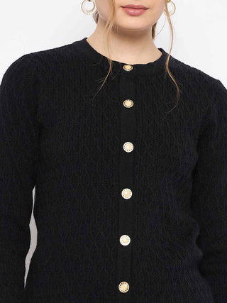 Madame Round Neck Black Cardigan