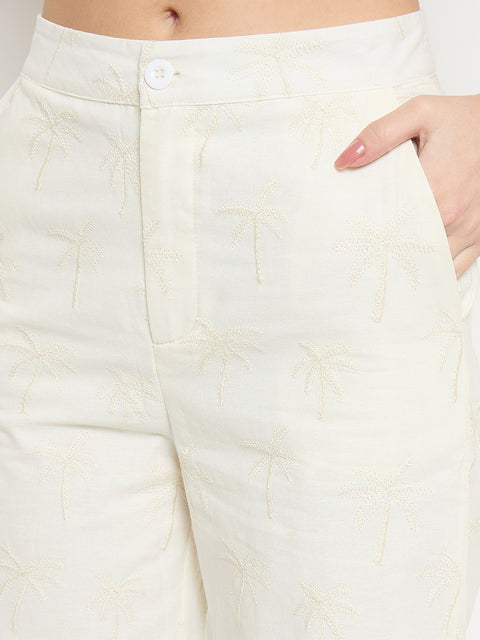 Madame Ivory Cotton Printed Top and Trousers Co-ord Set