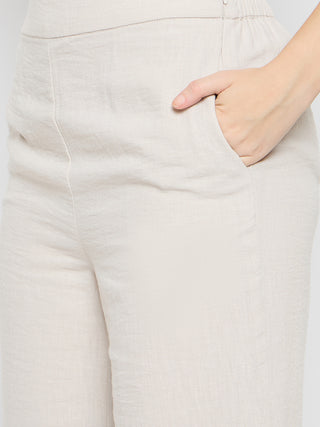Madame Embroidered Top and Straight Bottoms Stone Grey Co-ord Set