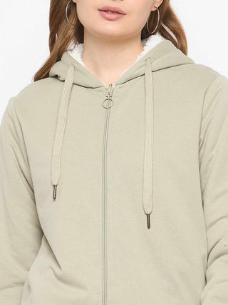 Madame Pear Green Hooded Zipper Sweatshirt