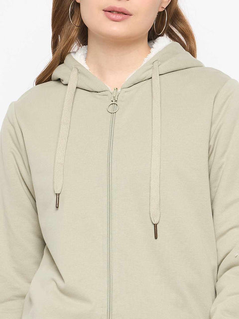 Madame Pear Green Hooded Zipper Sweatshirt