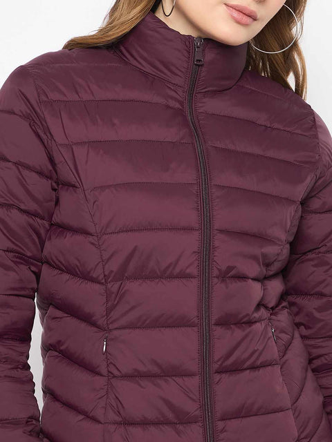 Madame Quilted Wine Puffer Jacket