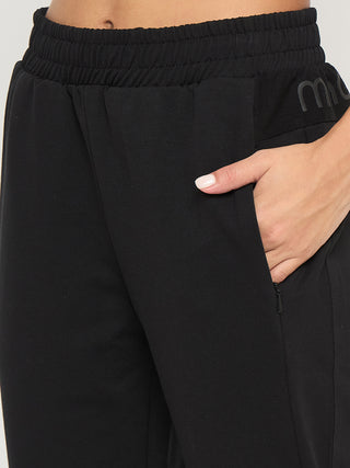 mSECRET Stitch Detailing Elasticated Waist Black Track Bottoms