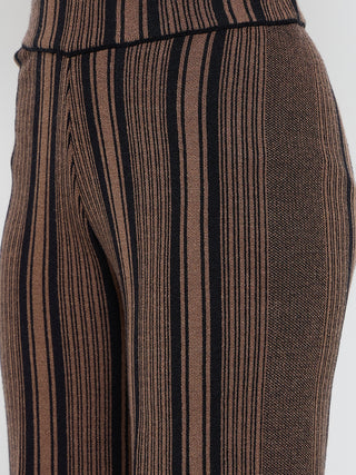 Madame Striped 3 Piece Brown Co-ord Set