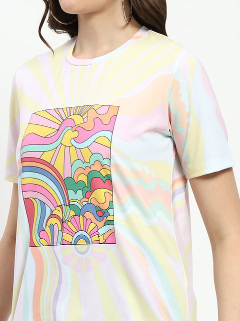 Madame Graphic Print Short Sleeve White T-Shirt