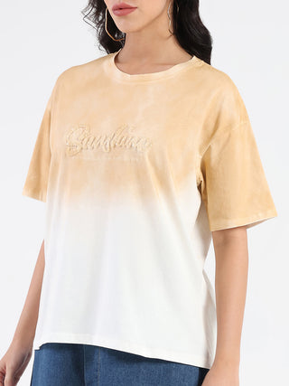 Madame Ombre Loose Fit Peach Oversize Cotton T-shirt