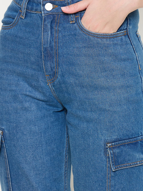 Madame Cotton Straight Fit Mid Blue Denim