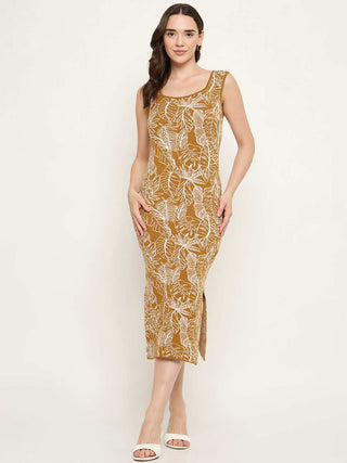 Madame Floral Print Dress and Wrap Sweater Mustard Yellow Co-ord Set