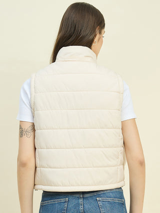 Madame Off White Sleeveless Puffer Jacket