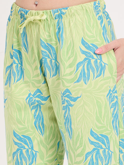 mSECRET Green Printed Cotton Night Suit