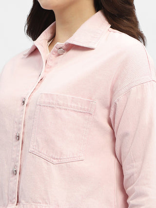 Madame Solid Pink Denim Jacket