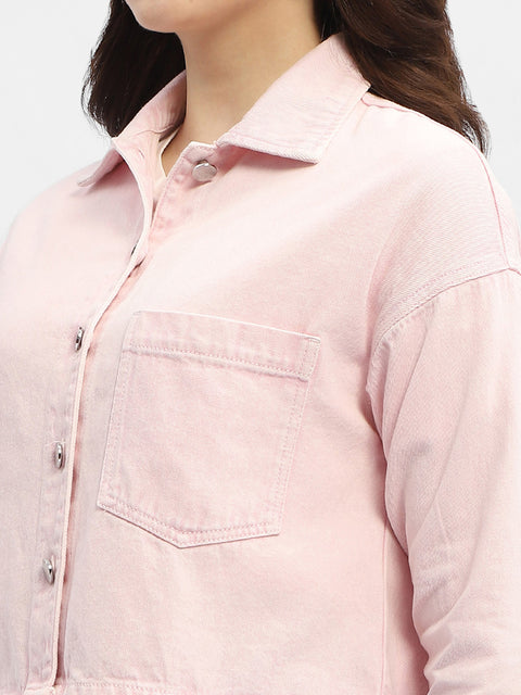 Madame Solid Pink Denim Jacket