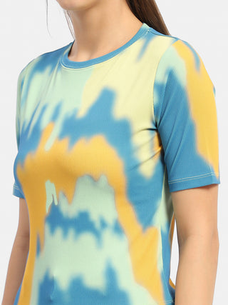 Madame Abstract Print Orange Regular T-Shirt