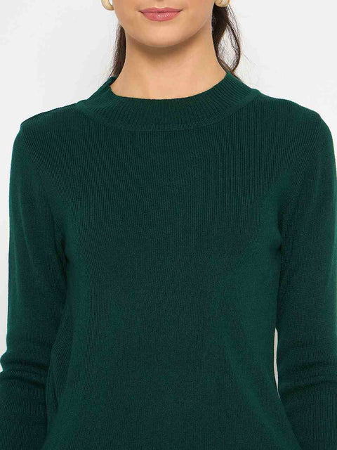 Madame Mock Neck Solid Green Skeeve