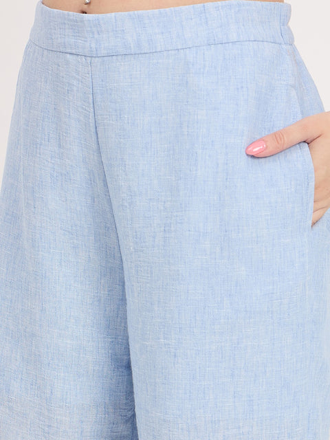 Madame Blue Embroidered Frill Co-ord Set