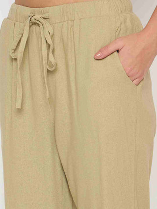 Madame Solid Rayon Blend Green Straight Trousers