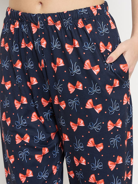mSECRET Blue Printed Night Suit Set