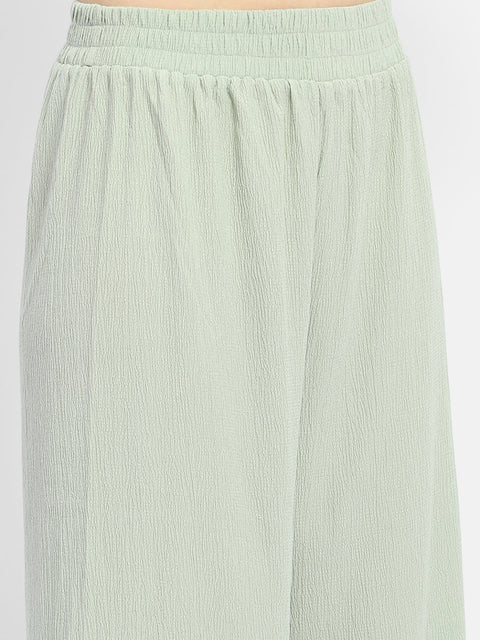 Madame Textured Mint Green Knotted Co-Ord Set