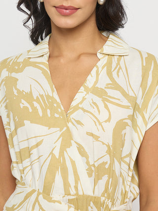 Madame Belted Fit and Flare Beige Wrap Dress