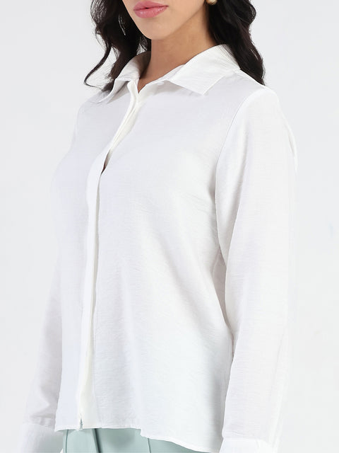 Madame White Rayon Blend Shirt