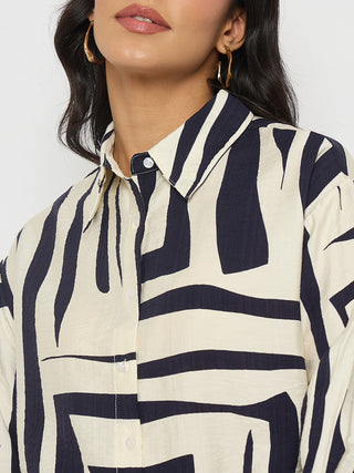 Madame Colorblock Top and Bottoms Rayon Blend Navy Blue Co-ord Set