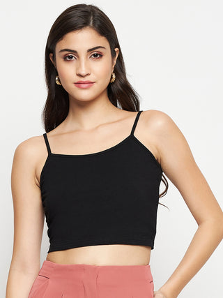 Madame Textured Swiss Dot Detail Black Peplum Top