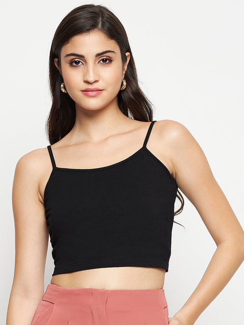 Madame Textured Swiss Dot Detail Black Peplum Top