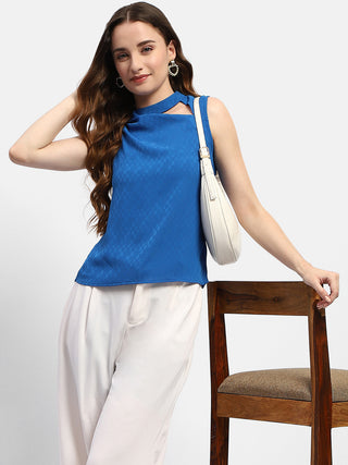 Madame Cowl Neck Royal Blue Top