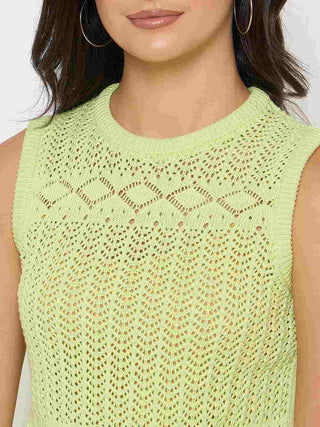 Madame Cotton Top and Bottom Lime Yellow Knitted Co-ord Set