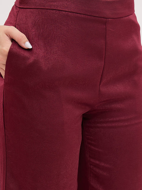 Madame Maroon V-Neck Co-ord Set