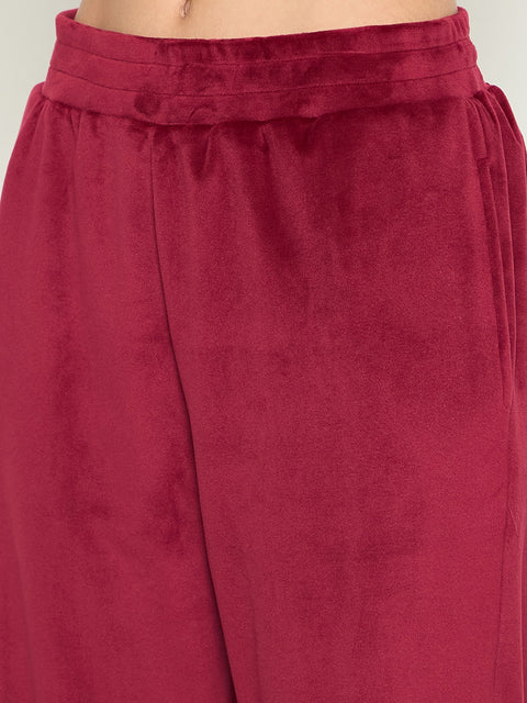 mSECRET Maroon Mock Neck Night Suit